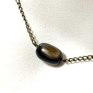 2/$20, Earthy Botswana Agate Short Necklace, Genuine Gemstone & Bronze Chain
